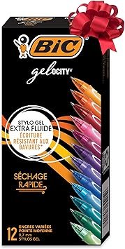 BIC Gelocity Quick Dry Gel Pen with Fast Drying Ink and Comfortable Grip, 12-Count in Assorted Colors