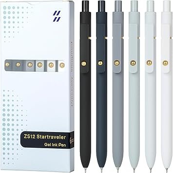 Ddaowanx Gel Pens, 0.7mm Quick Dry Black Ink,Fine Point Smooth Writing Pens,Office School Supplies,Gifts for Women Man(6Pcs Black White Gray, Black)