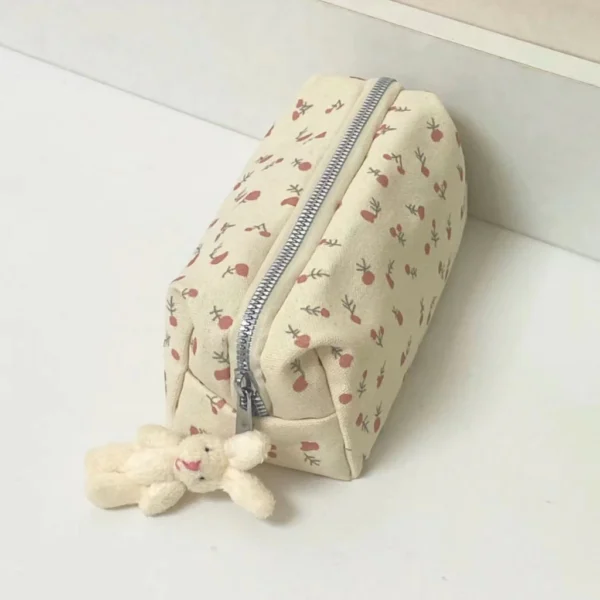 Ins Cream Floral Pen Bag Large Capacity Pencil Case